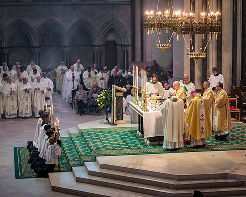 Ceremony in cathedral.