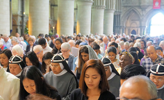 Busy congregation at St John the Baptist Cathedral.