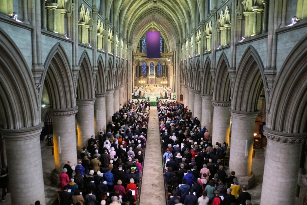 St John the Baptist Cathedral full congregation from above