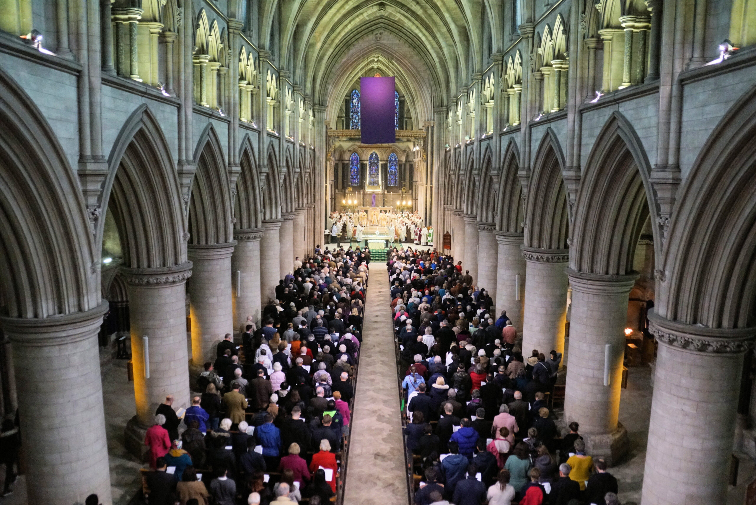St John the Baptist Cathedral full congregation from above