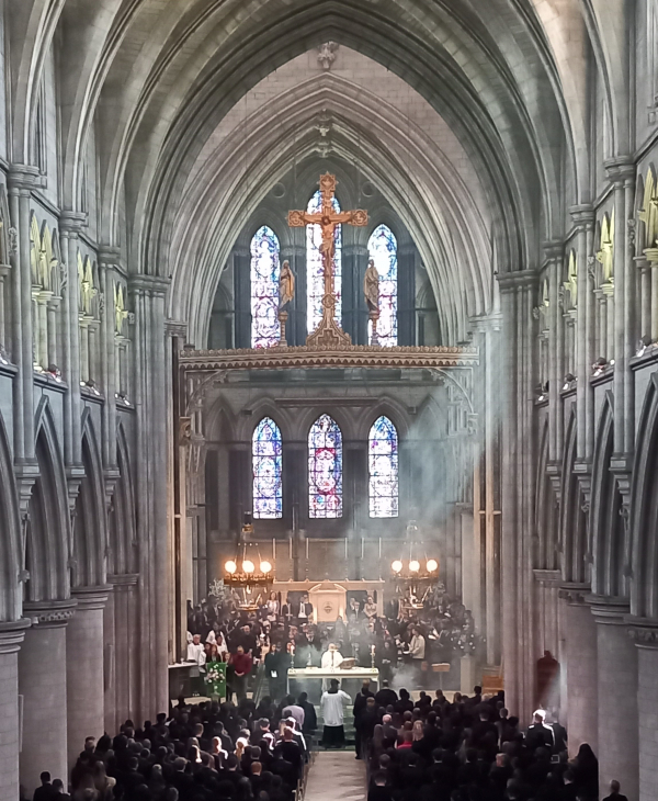 Cathedral inside with light through windows