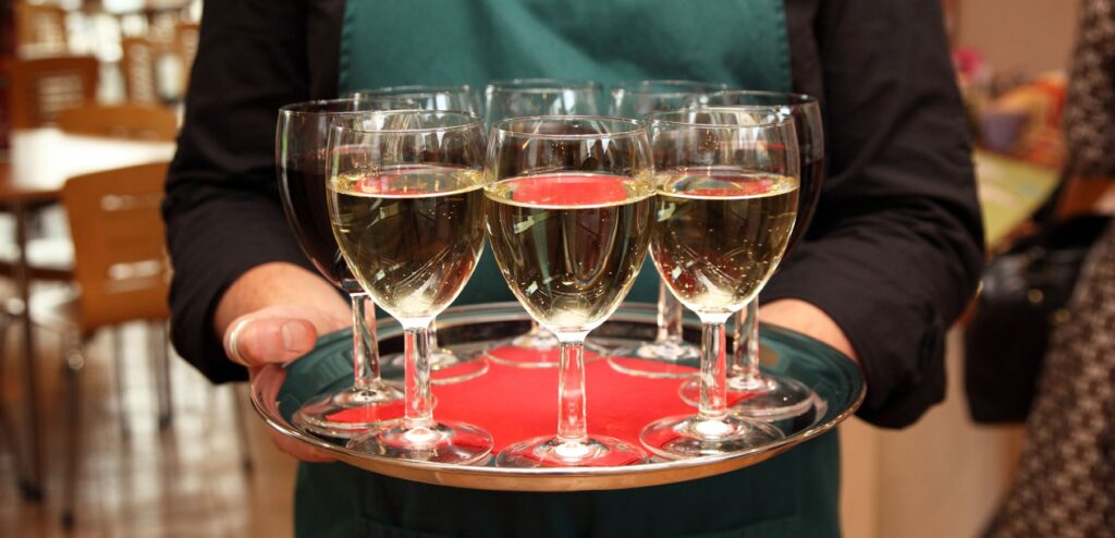 Tray with wine glasses